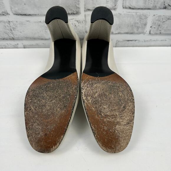 Stuart Weitzman Bone Lustre Round Toe Heel Sz 8.5 - Picture 14 of 14